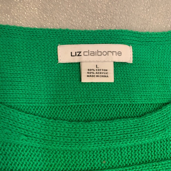 LIZ CLAIBORNE Green Sweater Blouse Large - Picture 2 of 6